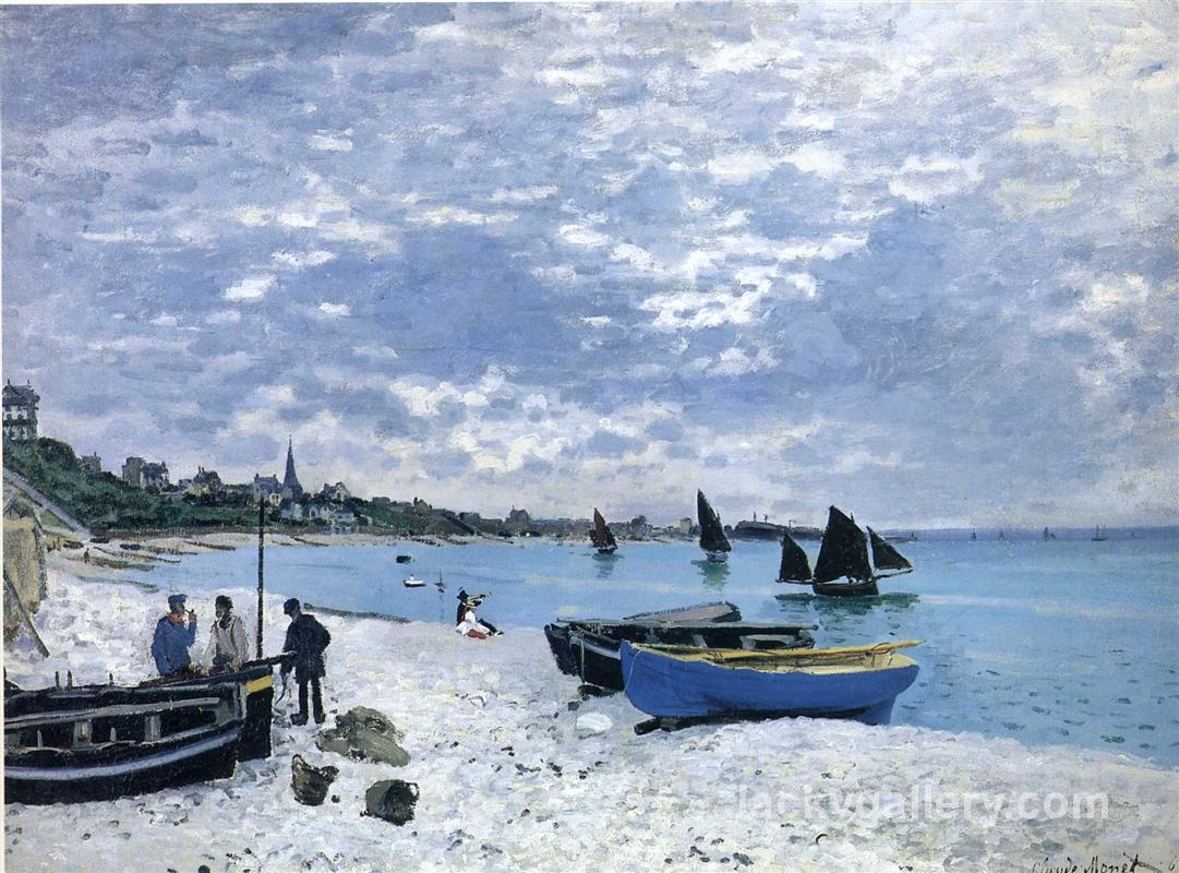 The Beach at Sainte-Adresse by Claude Monet paintings reproduction